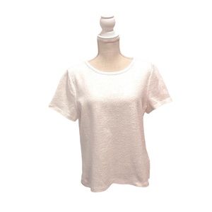 Talbots Petite White Textured Short Sleeved Shirt